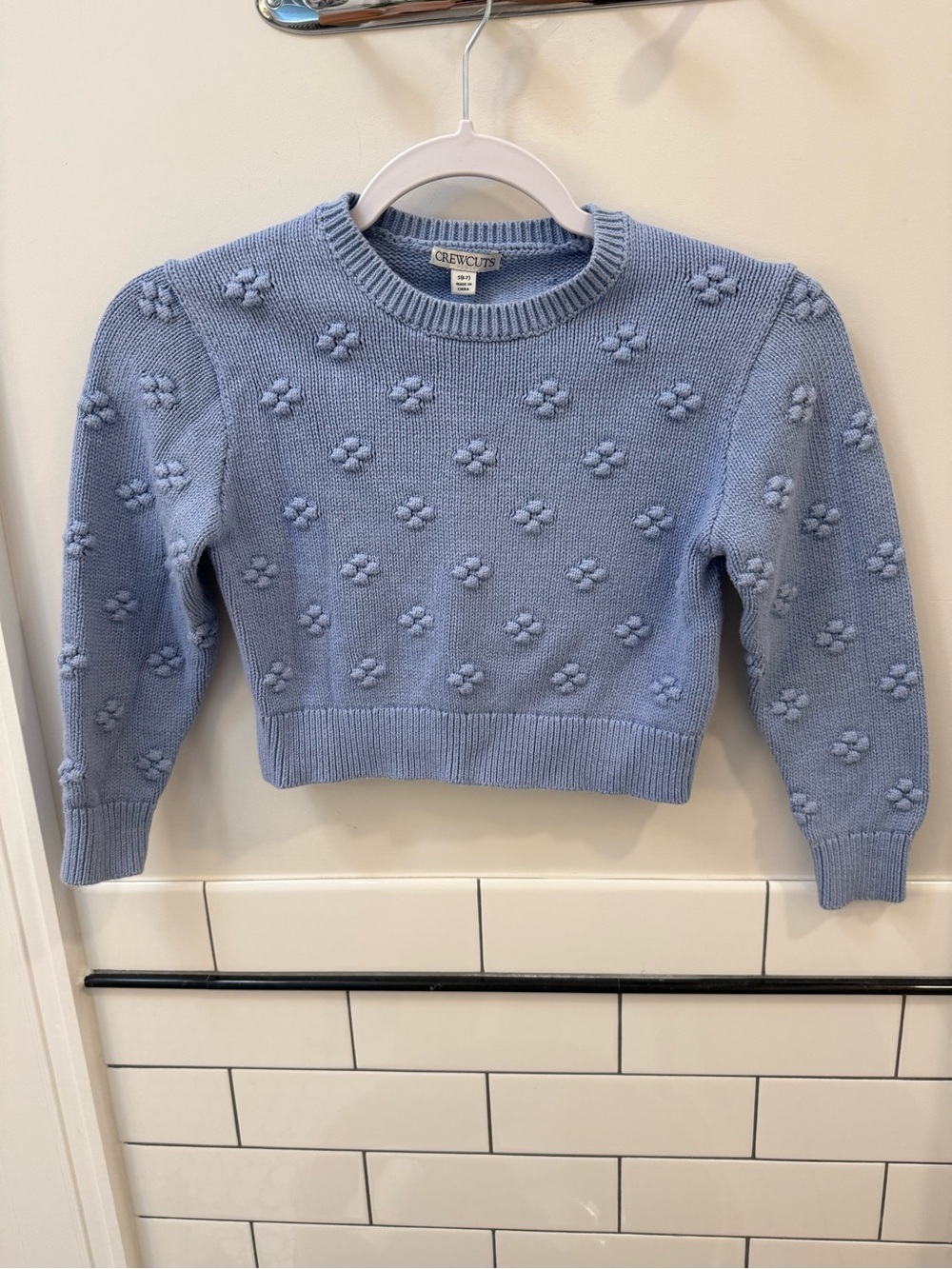 Crewcuts Light Blue Floral Pom-Pom Knit Sweater